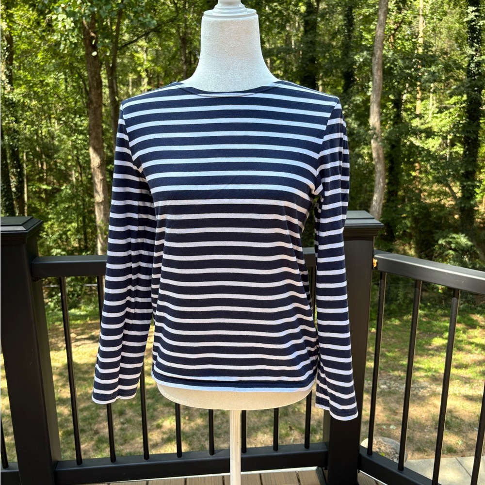 Saint James Navy and White Striped Women's Top